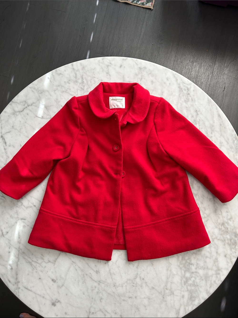 Mayoral Bright Red Girls' Pea Coat with Classic Collar size 18M